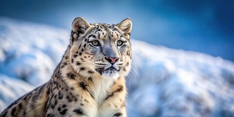 Fototapeta premium Nature photography of a robot snow leopard in an elegant low angle view