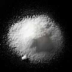 winter background real snow isolated on pure black background