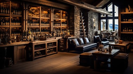 Fototapeta premium A Captivating Glimpse into Saalbach's Exquisite Traditional Wine Cell 