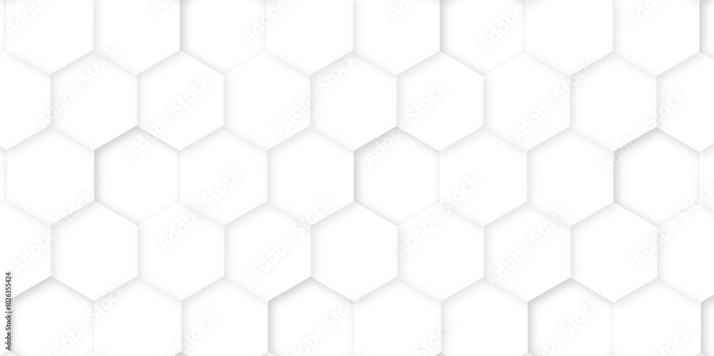 Poster 3d hexagonal structure futuristic white background and embossed hexagon abstract with hexagon backgr