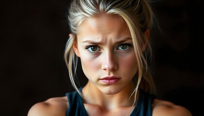 Portrait of a blonde young woman.