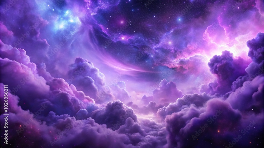 Wall mural nebula in space with stormy violet and purple clouds forming and dissolving