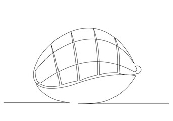 Continuous single line sketch drawing of whole and sliced mango fruit. Editable stroke one line of tropical fresh fruit vector illustration