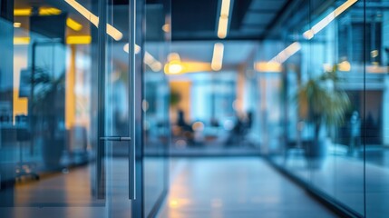 glass door modern business office blur shot