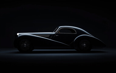 Fototapeta premium silhouette of a vintage sports car. generative ai