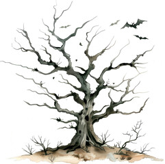 Obraz premium Spooky bare tree with bats