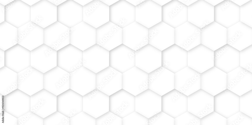 Poster 3d hexagonal structure futuristic white background and embossed hexagon abstract with hexagon backgr