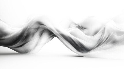 A swirling cloud of dark, smoky ink elegantly dances against a white background, creating an ethereal and abstract visual effect.