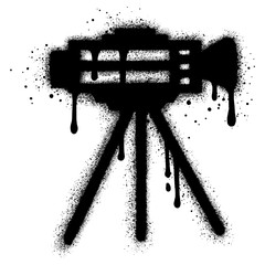 Video film camera graffiti with black spray paint. vector illustration.