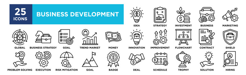 Business Development  icon collection set. Containing design business, development, strategy, team, management, success