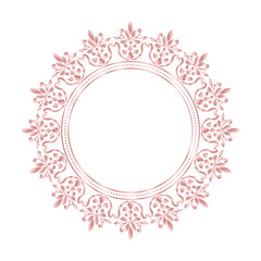 Damask Round Wreath rose gold circular ornament flower Abstract pattern, Classic Victorian traditional style, illustration Vintage Design, Floral frames, Mandala border, Antique, Moroccan frame