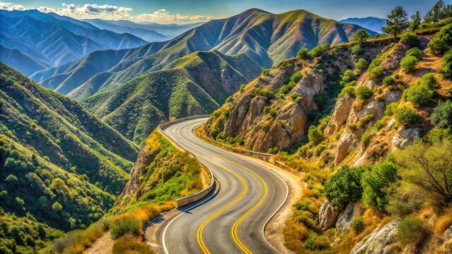Scenic mountain road in Angeles National Forest