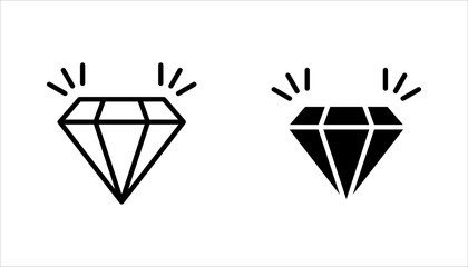 Set of diamonds line in a flat icons style. Abstract black diamond collection icons. vector illustration on white background