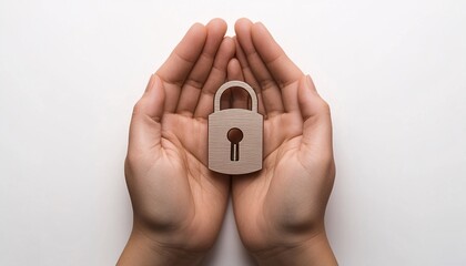 Gentle hands nurturing a delicate 3D lock, symbolizing the essence of protection and trust in security.