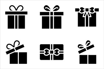 Gift boxes with ribbon icons Set. Gift box for the holiday. vector illustration on white background