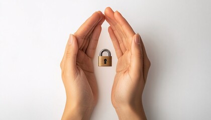 Gentle hands safeguarding a delicate 3D chain, symbolizing the essence of protection and security in a fragile world.