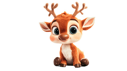 A cute stuffed animal deer with antlers and a smile