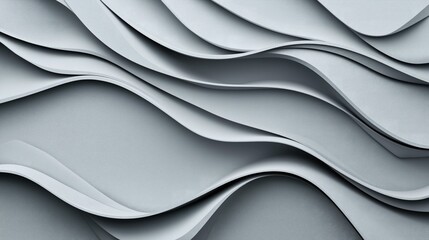 Obraz premium Abstract wavy layers of gray paper creating a textured, three-dimensional pattern with smooth curves and overlapping design.