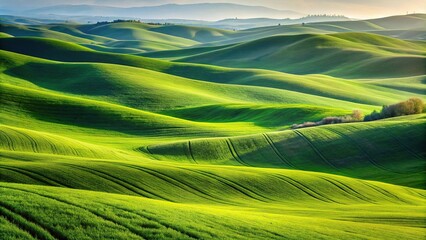 Obraz premium Semi abstract landscape of green rolling hills