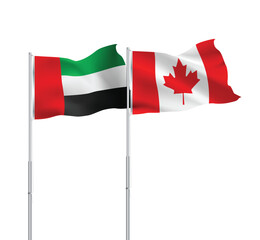 UAE,Canada flags together on pole