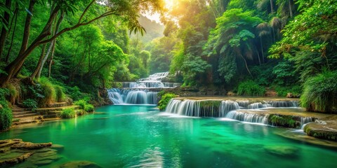 Serene Jungle River With Small
