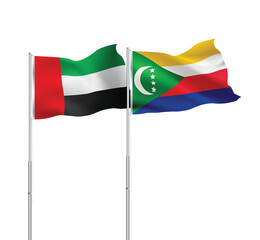 UAE,Comoros flags together on pole