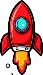 Red rocket taking off