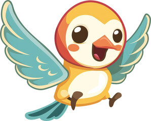 Cute cartoon bird flying