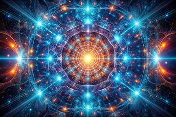 Obraz premium Symmetrical digital artwork depicting interdimensional turbulence in a cybernetic realm
