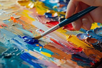 Fototapeta premium Vibrant abstract painting with textured brushstrokes