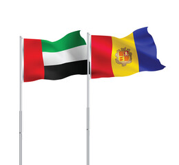 UAE,Andorra flags together on pole