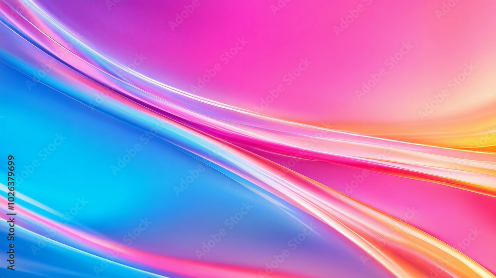Poster bright abstract background with smooth gradient waves of neon colors. generative ai