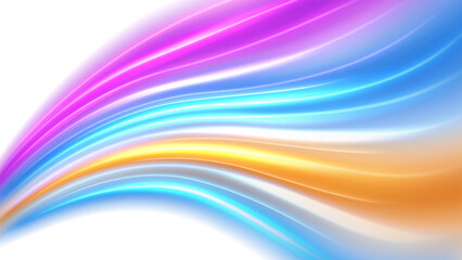 Colorful Light Trails, Long Time Exposure Isolated on White Background, Vector Illustration
