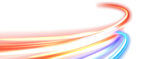 Colorful Light Trails Isolated on White Background, Vector Illustration