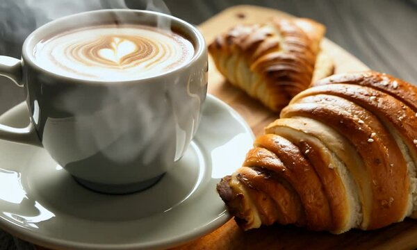 cup of coffee and croissant