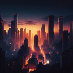 Fototapeta premium Urban Park and Full Moon Lights