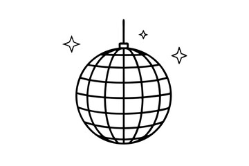 
Disco ball icon, Disco ball with stars icon vector