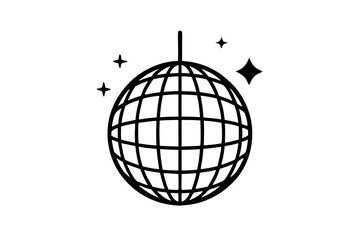 
Disco ball icon, Disco ball with stars icon vector