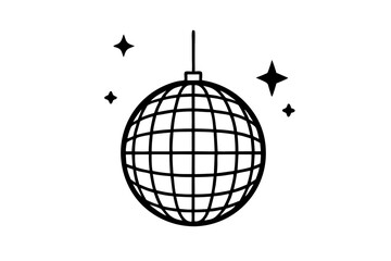 
Disco ball icon, Disco ball with stars icon vector