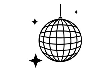 
Disco ball icon, Disco ball with stars icon vector