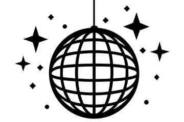 
Disco ball icon, Disco ball with stars icon vector