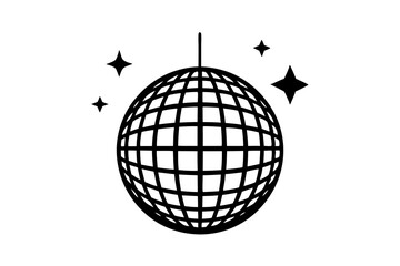 
Disco ball icon, Disco ball with stars icon vector