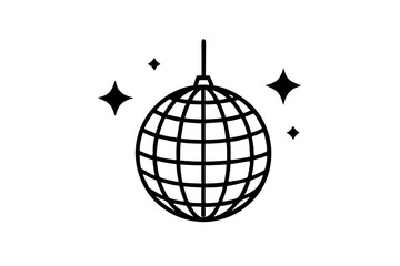 
Disco ball icon, Disco ball with stars icon vector