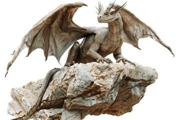 Obraz premium Majestic dragon perched on rocky cliff