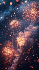 Vibrant Fireworks Display with Bokeh Effect
