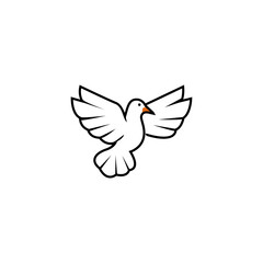 Obraz premium Vector graphic of an illustration of a dove logo with flapping wings. This vector is perfect for company logos, name identities, decorations, wallpapers, banners, stickers and branding etc. 