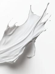 Isolated Smear of White Paint and Cream on White Background for Cosmetic and Skincare Branding