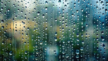 water drops dripping down window pane aerial style