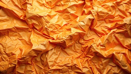 Orange crumpled paper texture background with depth of field effect