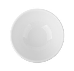 Empty white bowl on transparent png. Top view